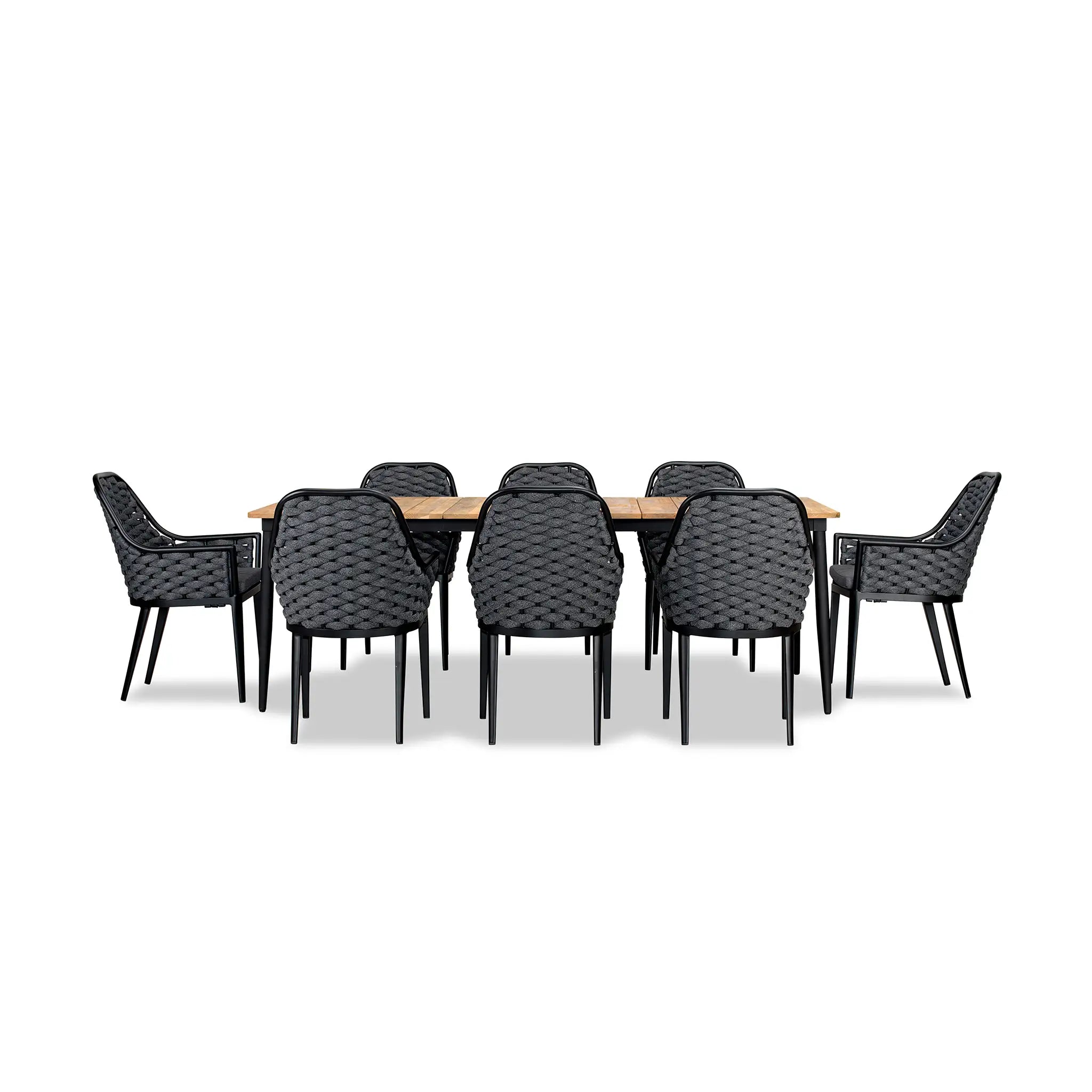 Harmonia Living Parlor Louie 8 Seat Aluminum Reclaimed Teak Patio Dining Set 2