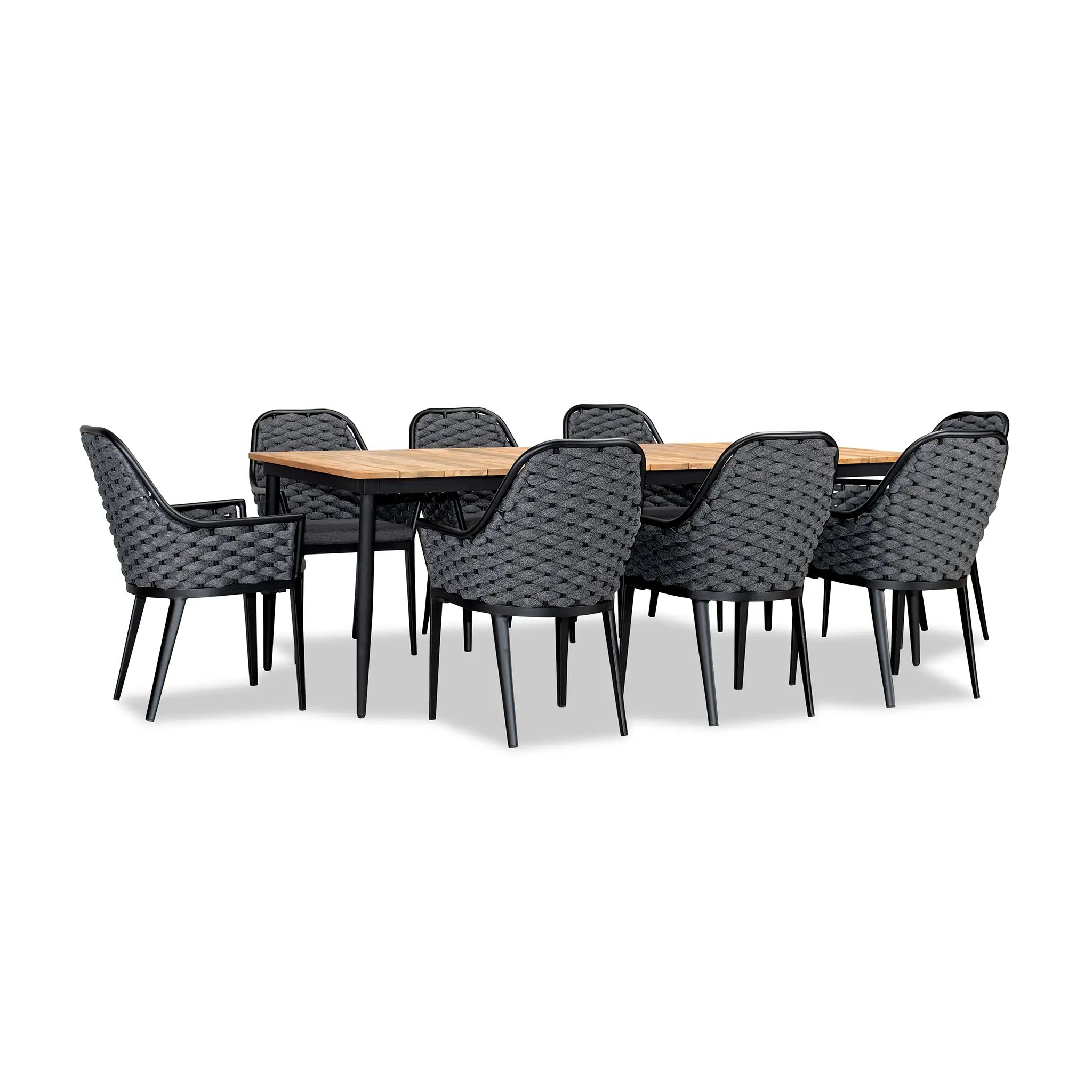 Harmonia Living Parlor Louie 8 Seat Aluminum Reclaimed Teak Patio Dining Set 3