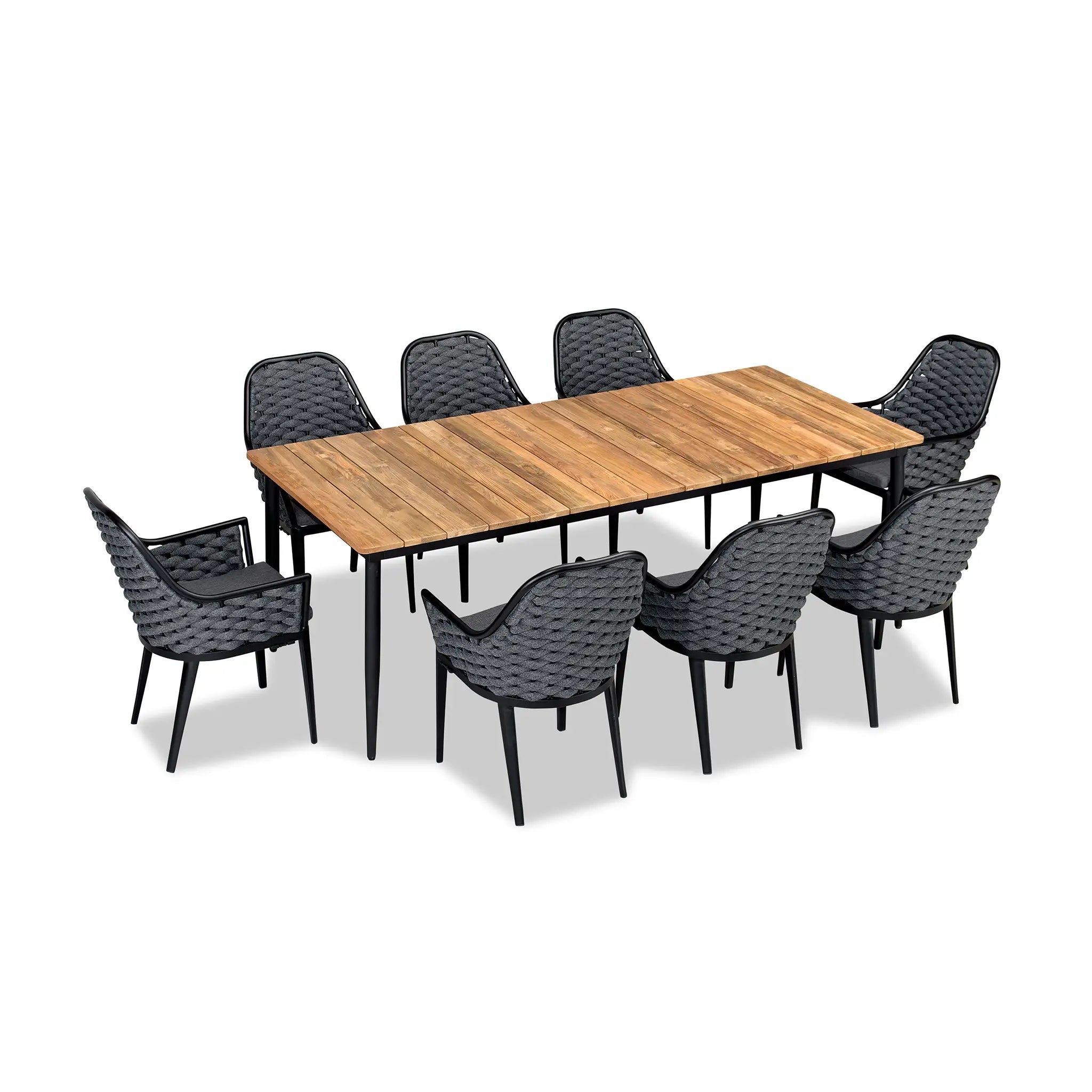 Harmonia Living Parlor Louie 8 Seat Aluminum Reclaimed Teak Patio Dining Set 4