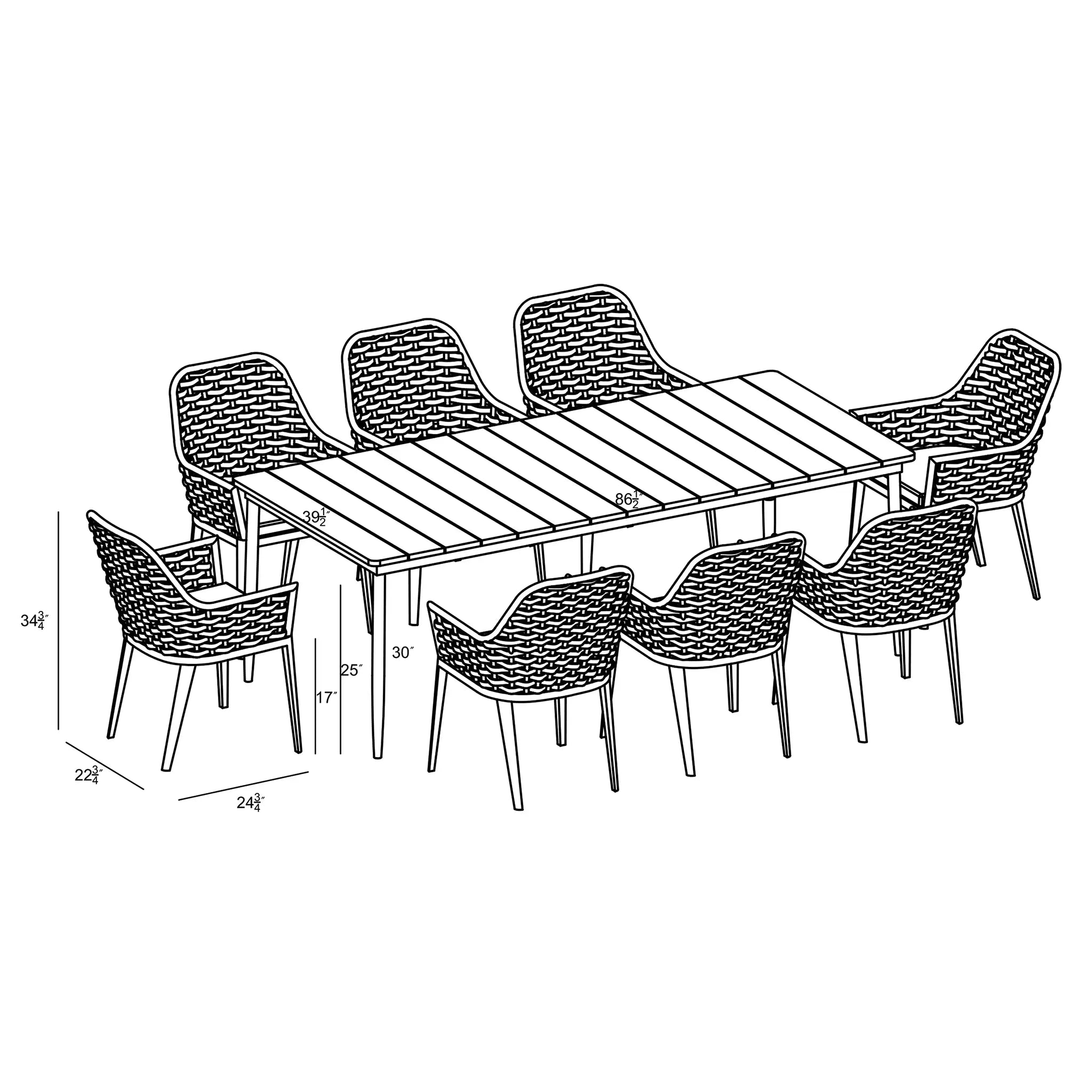 Harmonia Living Parlor Louie 8 Seat Aluminum Reclaimed Teak Patio Dining Set 7