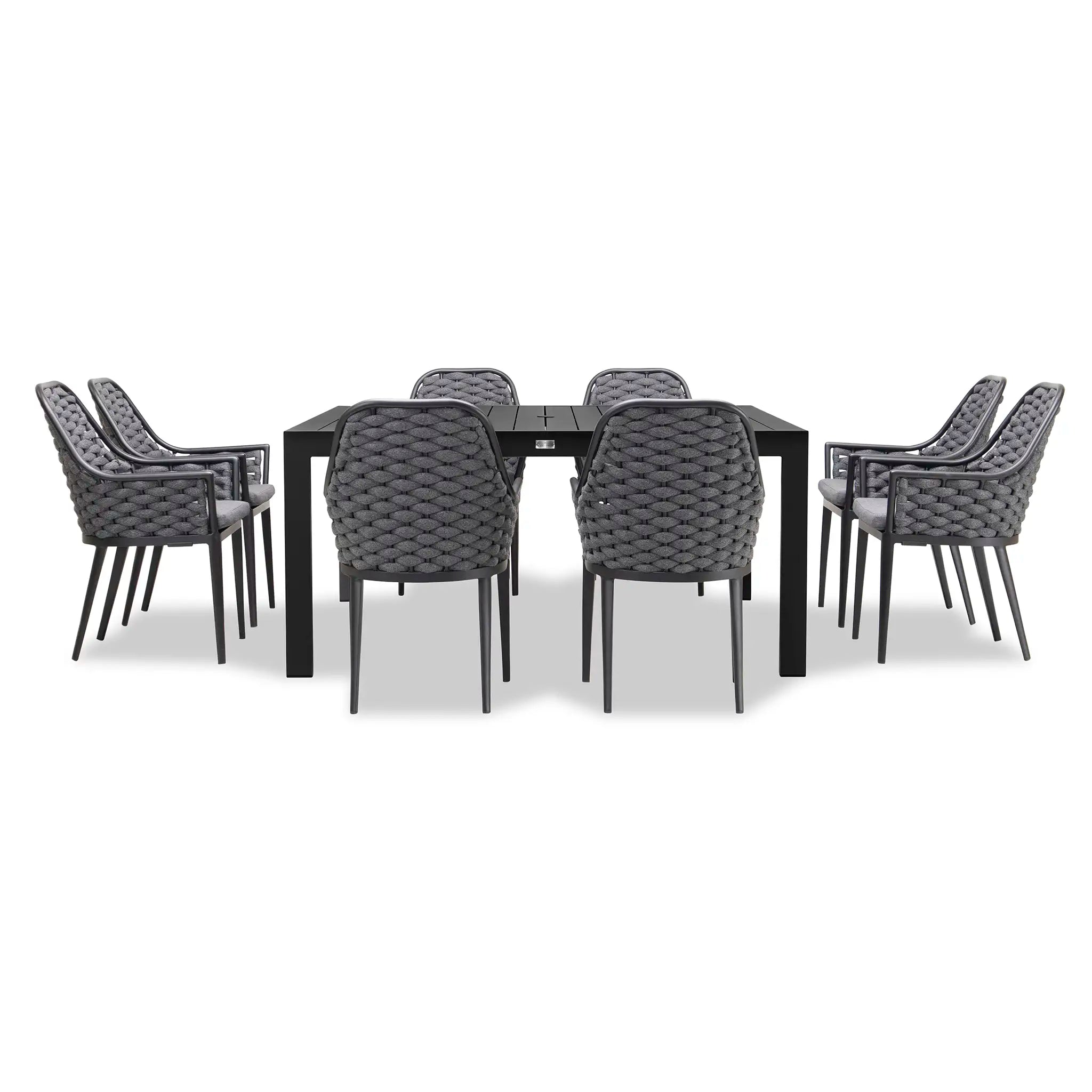 Harmonia Living Parlor Classic 8 Seat Aluminum Square Dining Set - Black 2