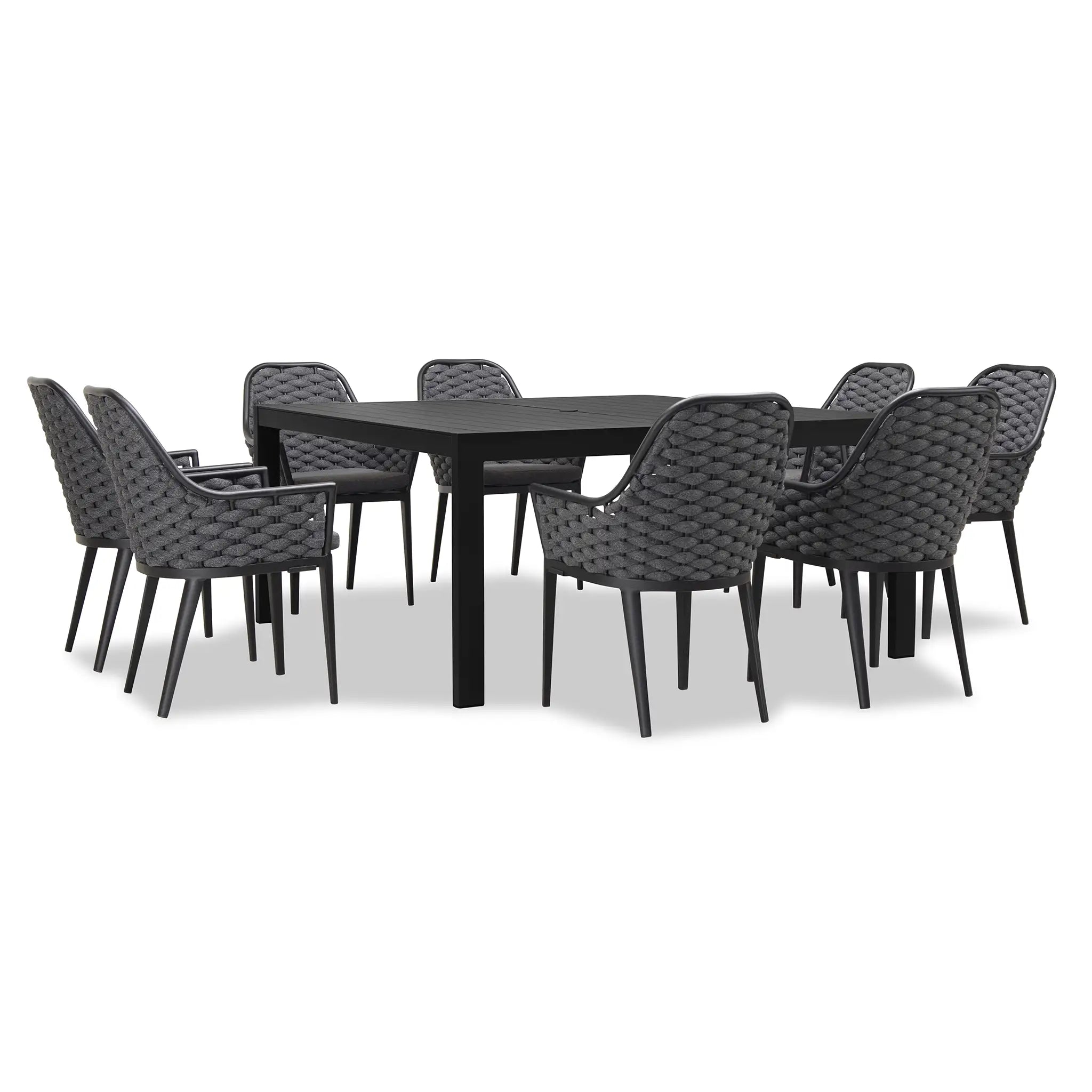 Harmonia Living Parlor Classic 8 Seat Aluminum Square Dining Set - Black 3