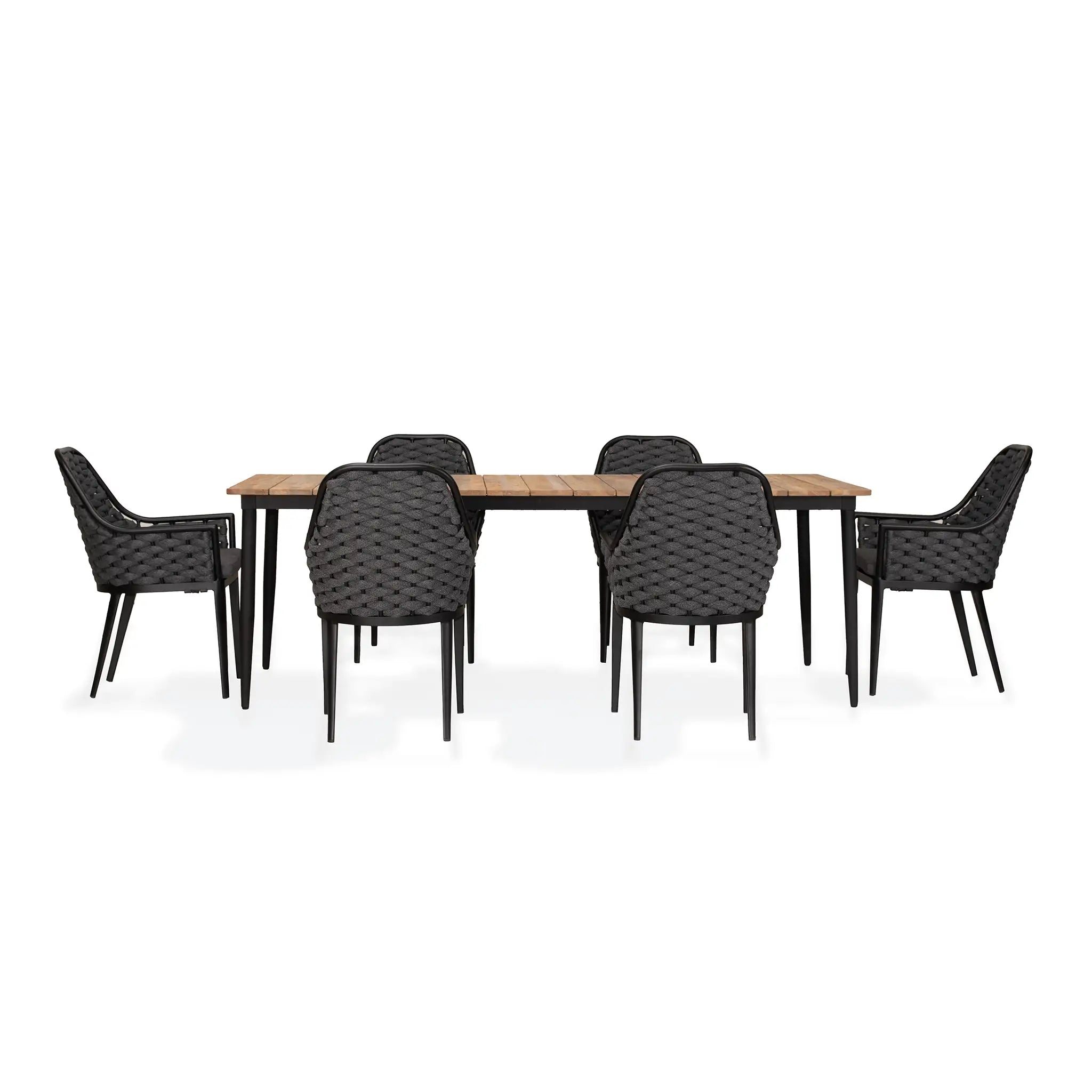 Harmonia Living Parlor Louie 6 Seat Aluminum Reclaimed Teak Outdoor Dining Set 1