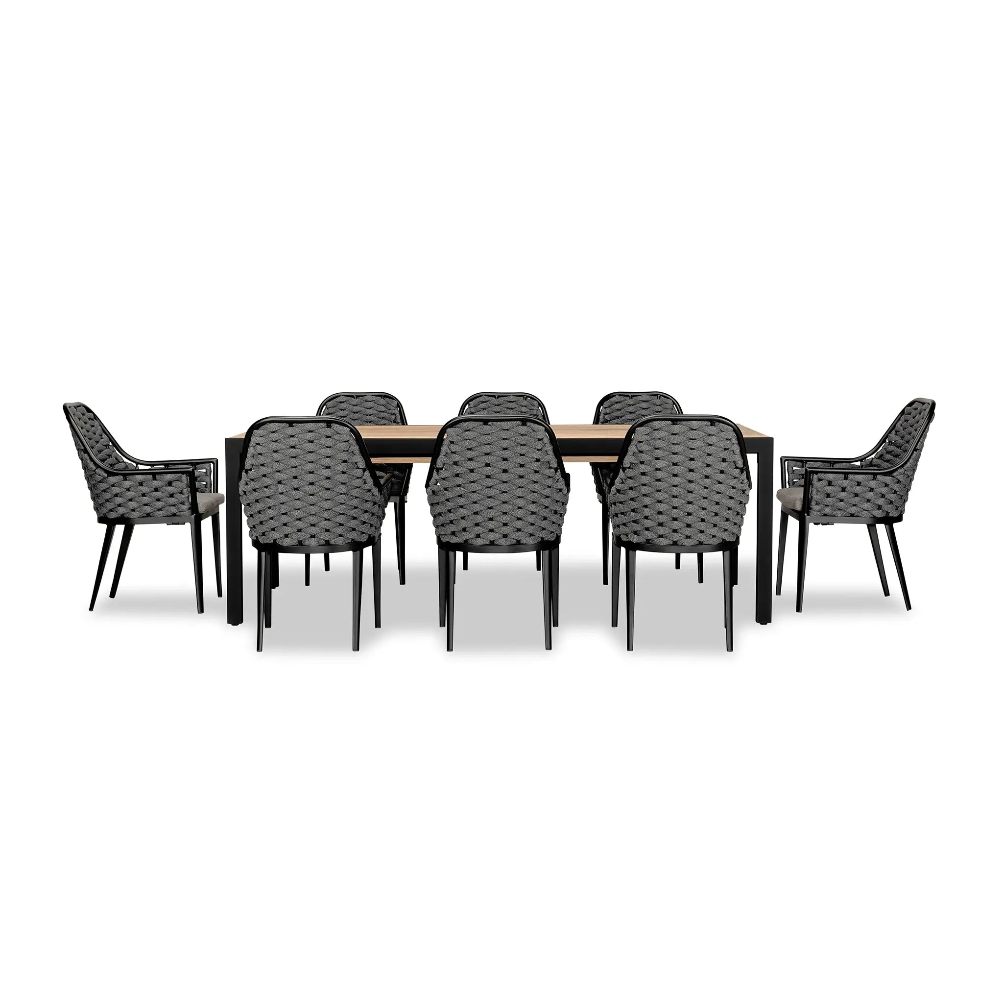 Harmonia Living Parlor Communal 8 Seat Aluminum Extendable Reclaimed Teak Dining Set 2