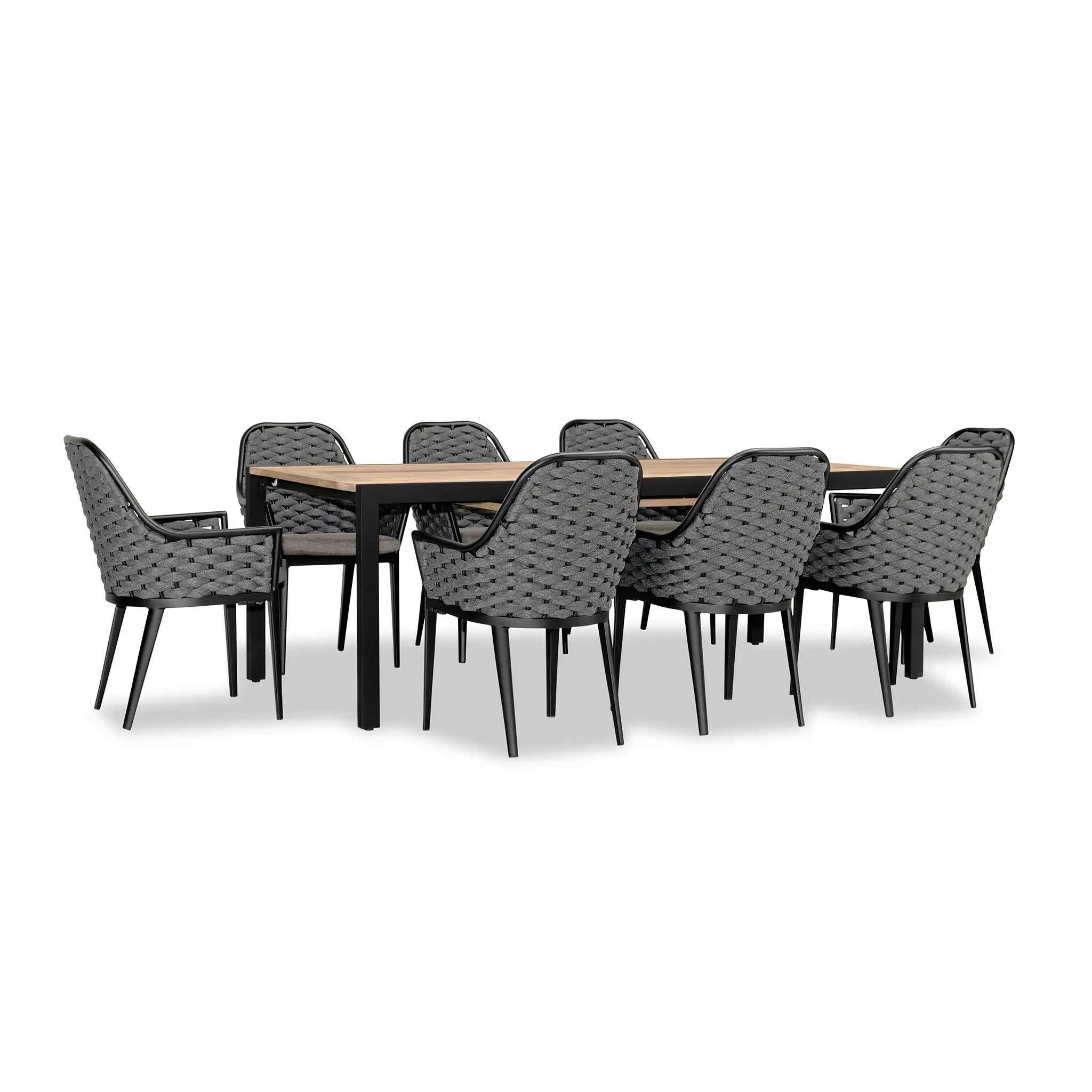 Harmonia Living Parlor Communal 8 Seat Aluminum Extendable Reclaimed Teak Dining Set 3
