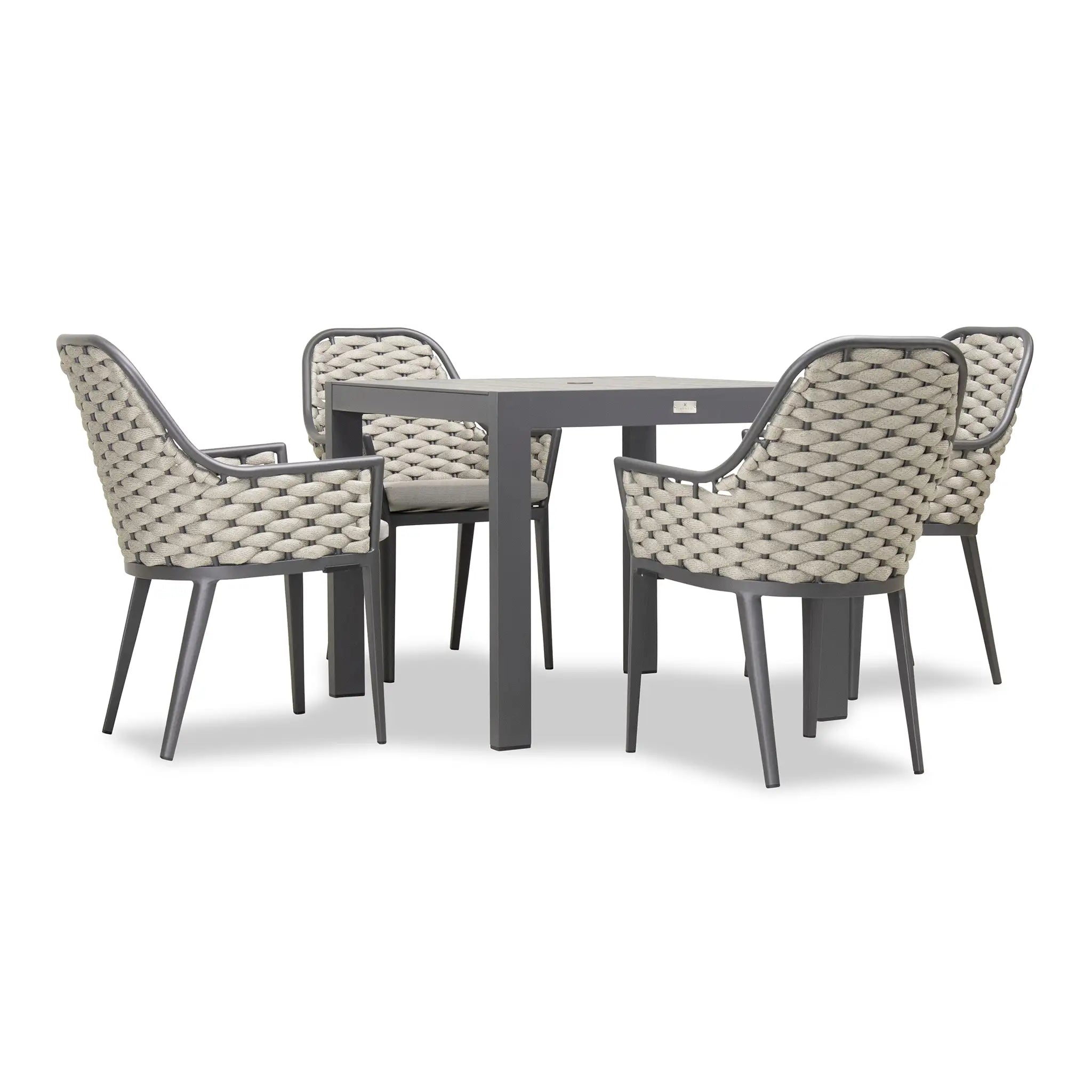 Harmonia Living Parlor Classic 4 Seat Aluminum Square Dining Table - Slate 2