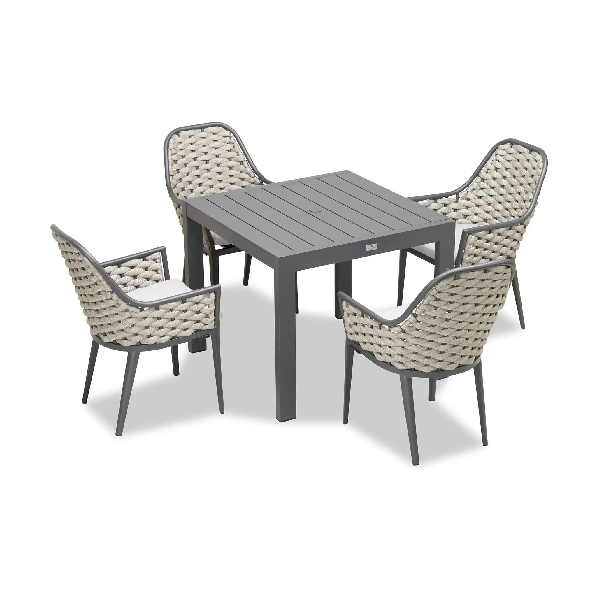 Harmonia Living Parlor Classic 4 Seat Aluminum Square Dining Table - Slate 3