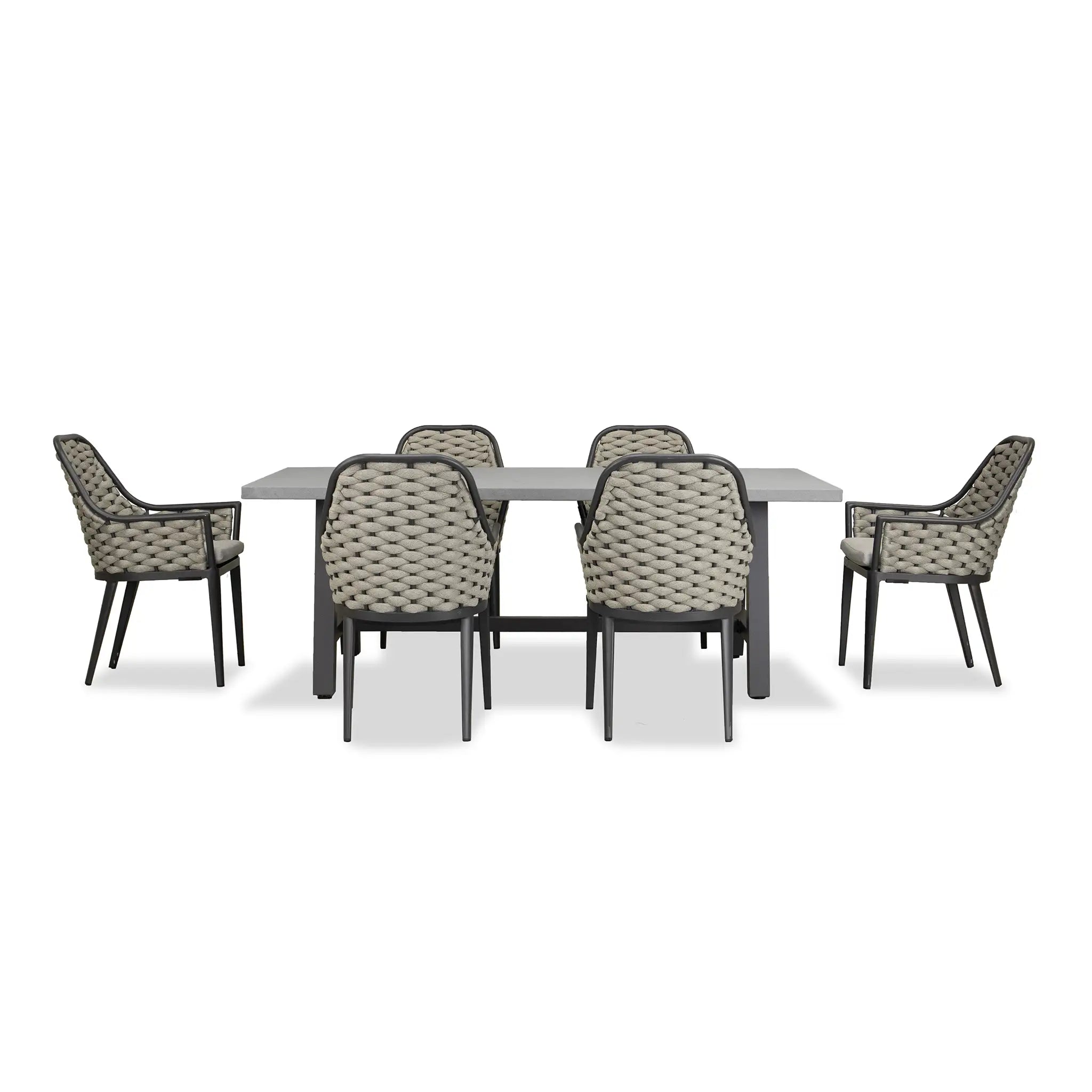 Harmonia Living Parlor Commons 6 Seat Aluminum Rectangular Dining Set 4