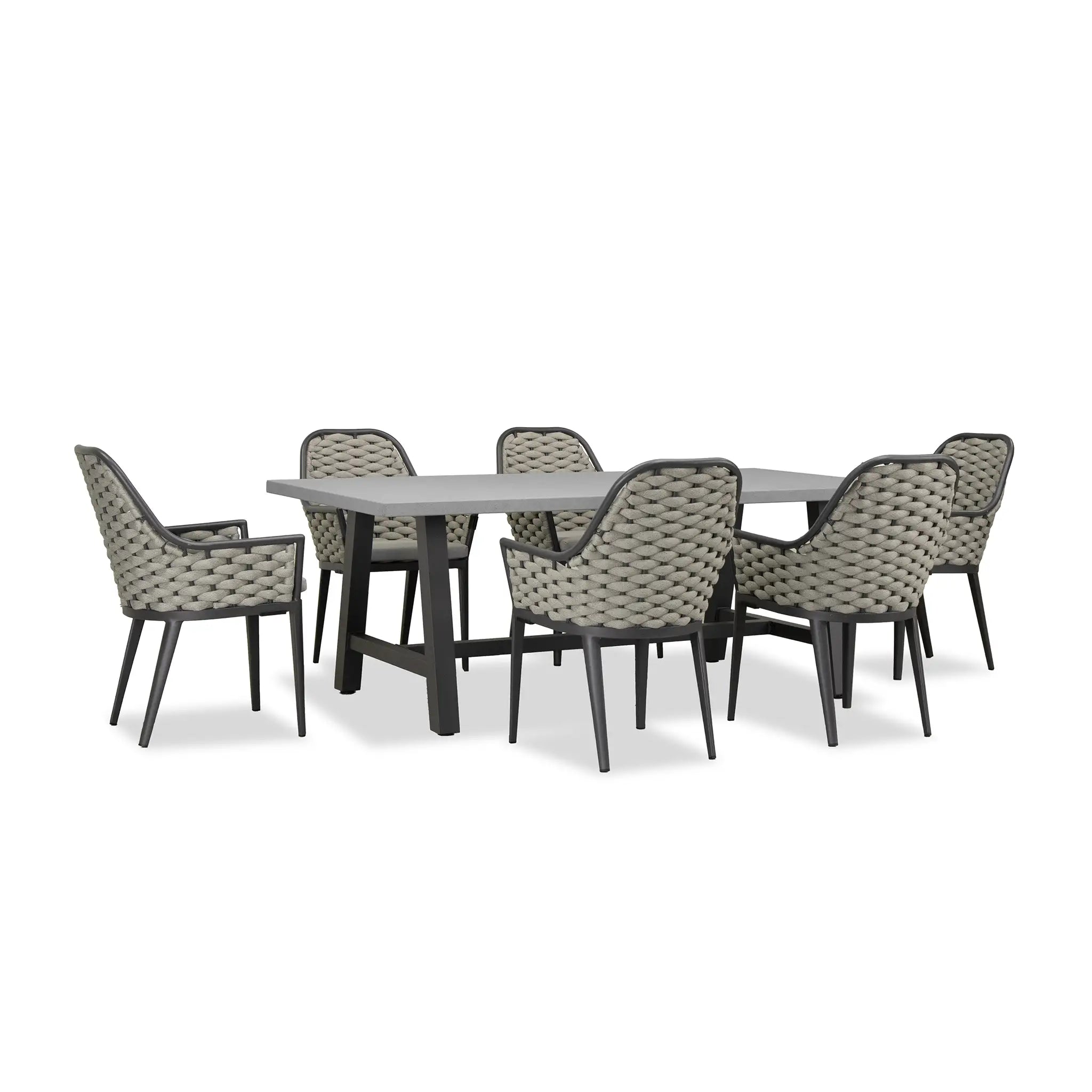 Harmonia Living Parlor Commons 6 Seat Aluminum Rectangular Dining Set 2