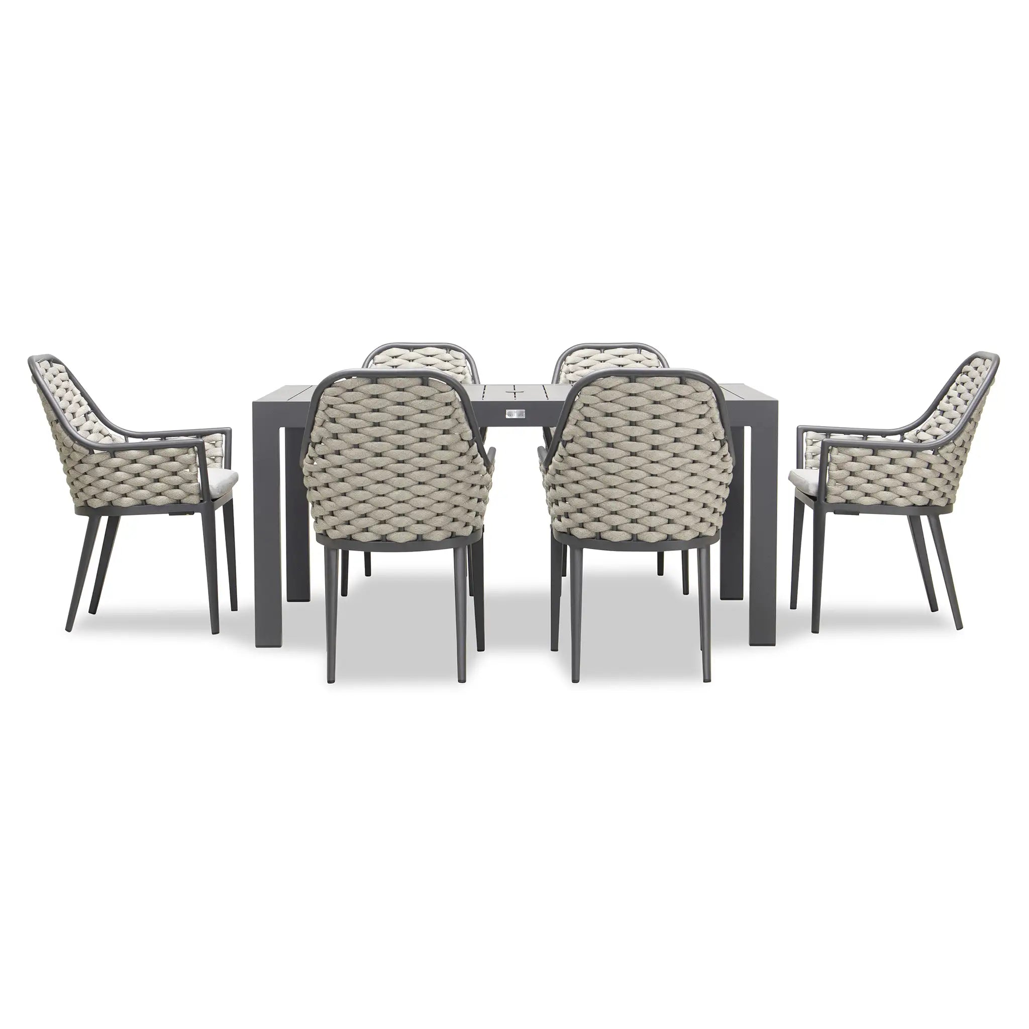Harmonia Living Parlor Classic 6 Seat Aluminum Rectangular Dining Table - Slate 3