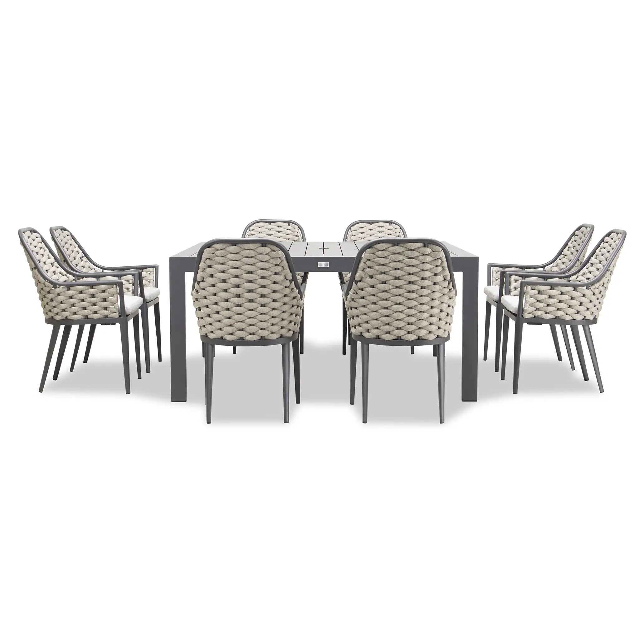 Harmonia Living Parlor Classic 8 Seat Aluminum Square Dining Table - Slate 2