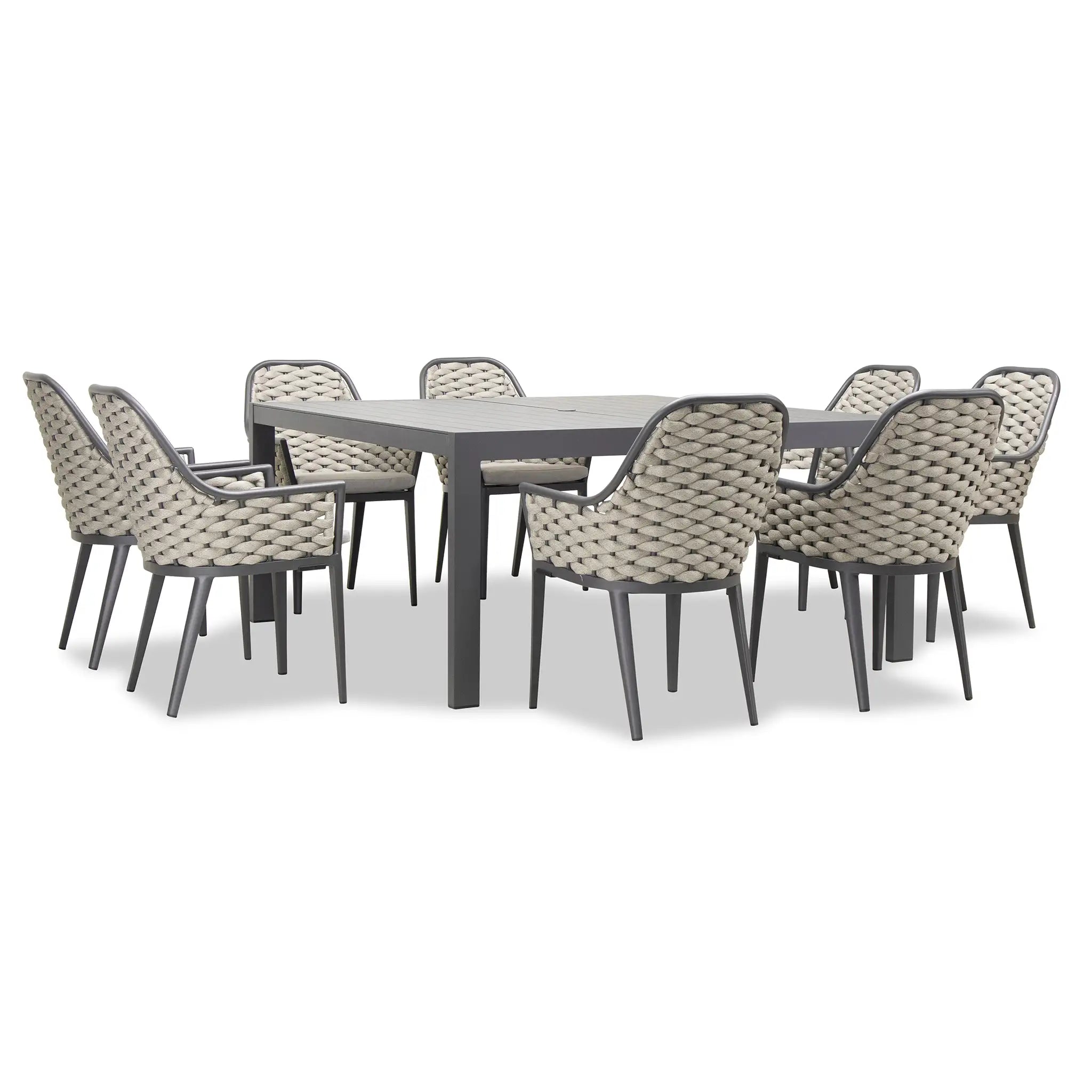 Harmonia Living Parlor Classic 8 Seat Aluminum Square Dining Table - Slate 3