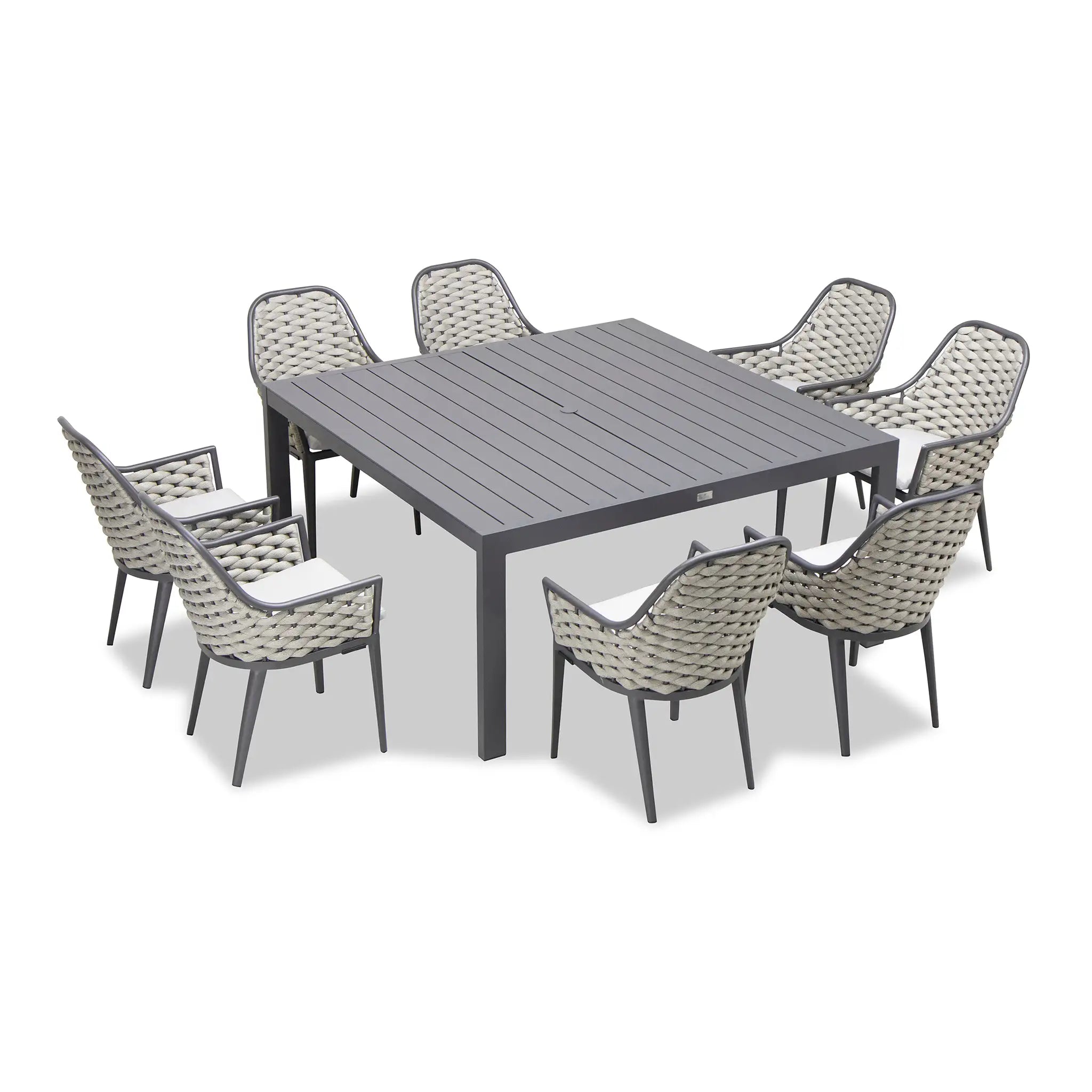 Harmonia Living Parlor Classic 8 Seat Aluminum Square Dining Table - Slate 1