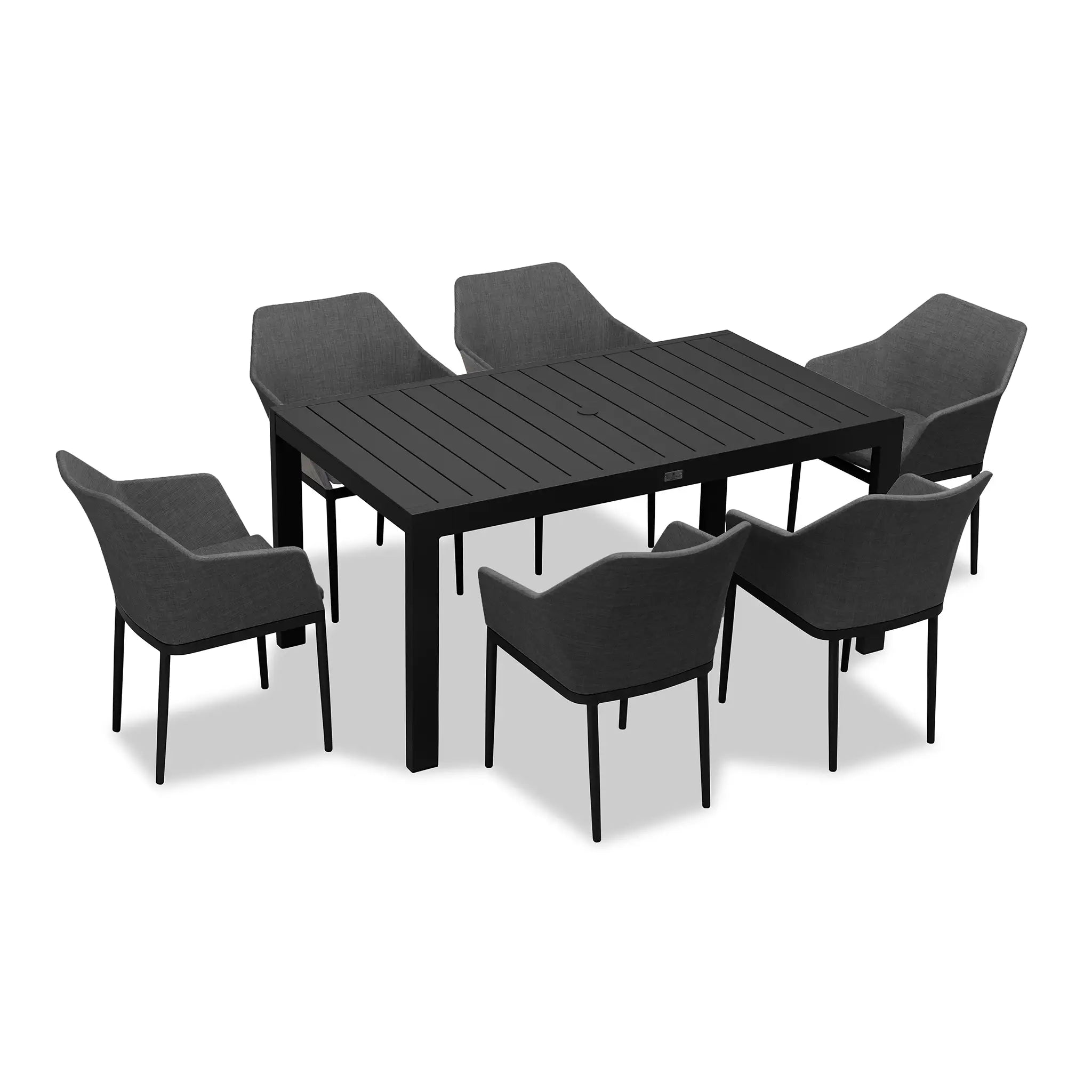 Harmonia Living Tailor Classic 6 Seat Aluminum Rectangular Dining Table - Black 2