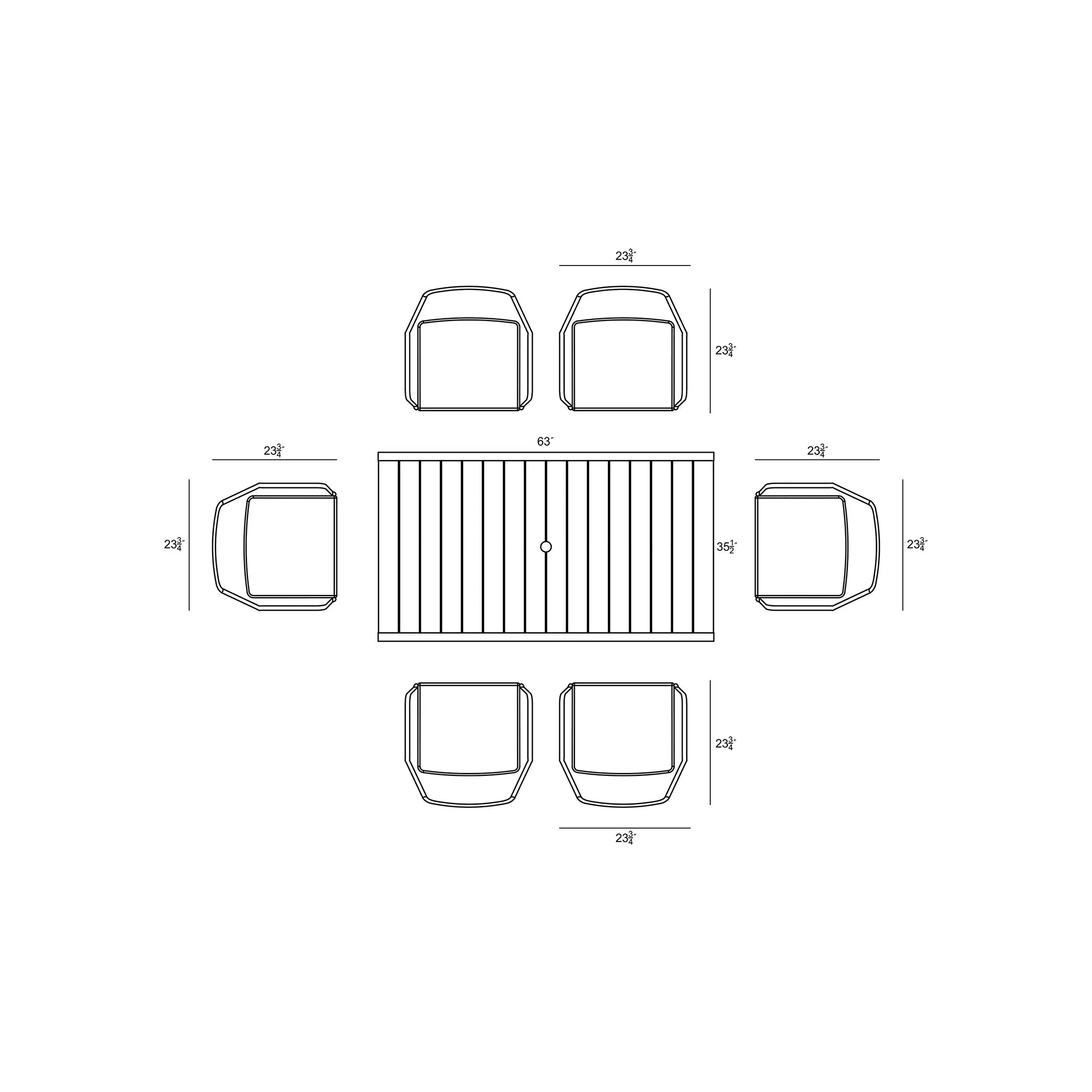 Harmonia Living Tailor Classic 6 Seat Aluminum Rectangular Dining Table - Slate 7