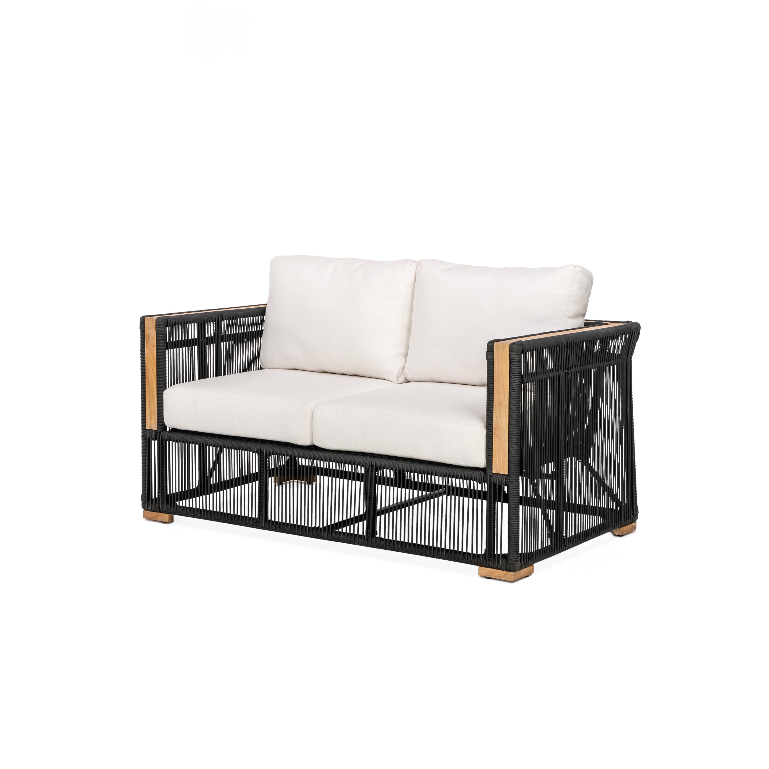 Breeze Loveseat - Side View | Teak + Table